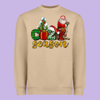 Cozy Season With Santa Christmas Tree Cactus And Gift Heavyweight Sweatshirt Designed By Adodesignshop