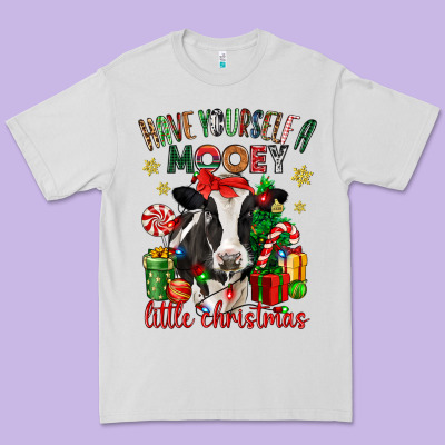 Have Yourself A Little Christmas Cow Premium Tee Designed By Cowgirlartshop