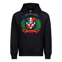 Black dominican republic flag national emblem republica dominicana t shirt Urban Hoodie - artisFamous