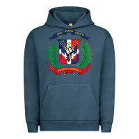 Pigment Midnight Navy dominican republic flag national emblem republica dominicana t shirt Urban Hoodie - artisFamous