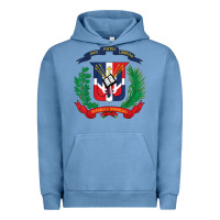 Pigment Pebble Blue dominican republic flag national emblem republica dominicana t shirt Urban Hoodie - artisFamous