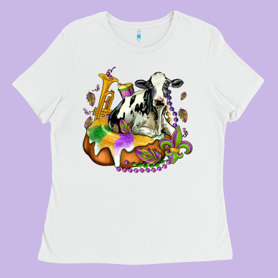 Holstein Mardi Gras Ladies Tee Designed By Oliviacreatesart