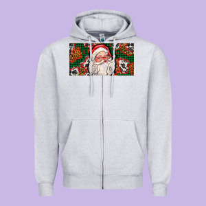 Christmas With Santa Zipper Hoodie Designed By Adodesignshop