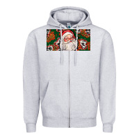 Heather Grey christmas with santa Zipper Hoodie - AdoDesignShop