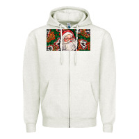 Oatmeal Heather christmas with santa Zipper Hoodie - AdoDesignShop