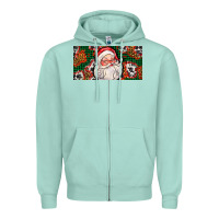 Seafoam christmas with santa Zipper Hoodie - AdoDesignShop