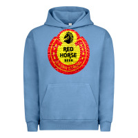 Pigment Pebble Blue red horse Urban Hoodie - artisFamous