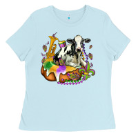 Baby Blue holstein mardi gras Ladies Tee - OliviaCreatesArt