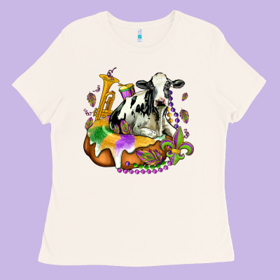 Holstein Mardi Gras Ladies Tee Designed By Oliviacreatesart