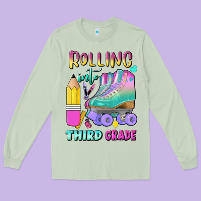 Rolling Into Third Grade Long Sleeve Tee Designed By Bundleandbundleshop