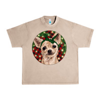 French Oak Christmas Chihuahua With Buffalo Plaid Urban Heavy Tee - RanaPortraitStore