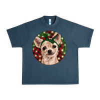 Midnight Navy Christmas Chihuahua With Buffalo Plaid Urban Heavy Tee - RanaPortraitStore