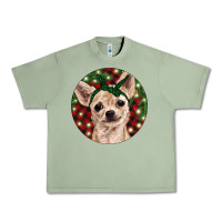 Oil Green Christmas Chihuahua With Buffalo Plaid Urban Heavy Tee - RanaPortraitStore