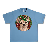 Pebble Blue Christmas Chihuahua With Buffalo Plaid Urban Heavy Tee - RanaPortraitStore