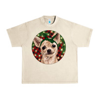 Sandshell Christmas Chihuahua With Buffalo Plaid Urban Heavy Tee - RanaPortraitStore