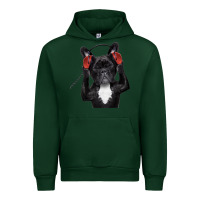 Forest Green french bulldog dj style Urban Hoodie - artisFamous