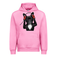 Fuchsia Pink french bulldog dj style Urban Hoodie - artisFamous
