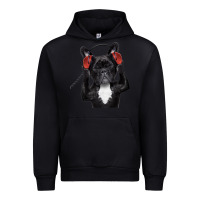 Black french bulldog dj style Urban Hoodie - artisFamous
