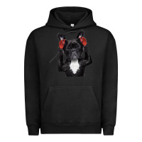 Pigment Black french bulldog dj style Urban Hoodie - artisFamous