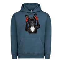 Pigment Midnight Navy french bulldog dj style Urban Hoodie - artisFamous