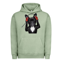 Pigment Oil Green french bulldog dj style Urban Hoodie - artisFamous