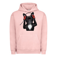 Pigment Salmon french bulldog dj style Urban Hoodie - artisFamous
