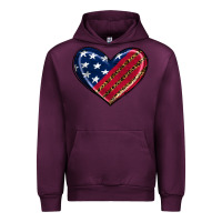 Mauve Wine leopard with american flag Urban Hoodie - RanaPortraitStore