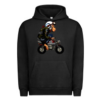 Pigment Black monkey bike cartoon Urban Hoodie - artisFamous