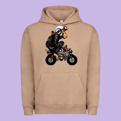 Monkey Bike Cartoon Urban Hoodie Designed By Artisfamous