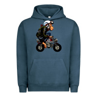Pigment Midnight Navy monkey bike cartoon Urban Hoodie - artisFamous