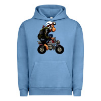 Pigment Pebble Blue monkey bike cartoon Urban Hoodie - artisFamous