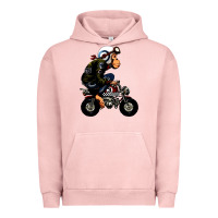 Pigment Salmon monkey bike cartoon Urban Hoodie - artisFamous