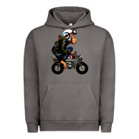 Pigment Tornado monkey bike cartoon Urban Hoodie - artisFamous