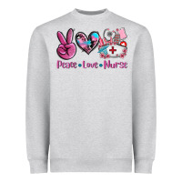 Heather Grey peace love nurse Heavyweight Sweatshirt - AdoDesignShop