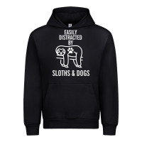 Black easily distracted by sloths and dogs funny sloth quote paw print Urban Hoodie - artisFamous