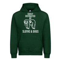 Forest Green easily distracted by sloths and dogs funny sloth quote paw print Urban Hoodie - artisFamous