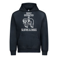 Navy easily distracted by sloths and dogs funny sloth quote paw print Urban Hoodie - artisFamous