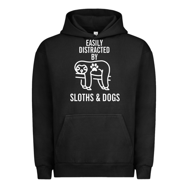 Easily Distracted By Sloths And Dogs Funny Sloth Quote Paw Print Urban Hoodie by artisFamous | Teevron