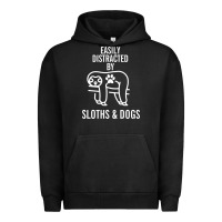 Pigment Black easily distracted by sloths and dogs funny sloth quote paw print Urban Hoodie - artisFamous