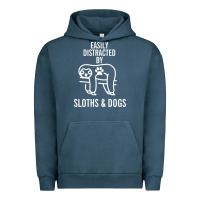 Pigment Midnight Navy easily distracted by sloths and dogs funny sloth quote paw print Urban Hoodie - artisFamous