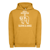 Pigment Peanut Butter easily distracted by sloths and dogs funny sloth quote paw print Urban Hoodie - artisFamous