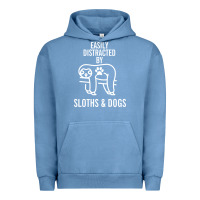Pigment Pebble Blue easily distracted by sloths and dogs funny sloth quote paw print Urban Hoodie - artisFamous