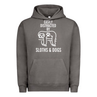 Pigment Tornado easily distracted by sloths and dogs funny sloth quote paw print Urban Hoodie - artisFamous