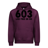 Mauve Wine live free or die 603 tree Urban Hoodie - artisFamous
