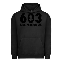 Pigment Black live free or die 603 tree Urban Hoodie - artisFamous