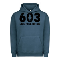 Pigment Midnight Navy live free or die 603 tree Urban Hoodie - artisFamous
