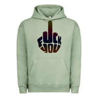 Pigment Oil Green fuck you middle finger Urban Hoodie - artisFamous