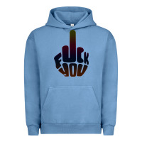 Pigment Pebble Blue fuck you middle finger Urban Hoodie - artisFamous
