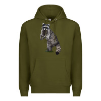 Army Green Raccoon Illustrations Premium Hoodie - LillyAllenDesigns