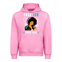 Fuchsia Pink juneteenth free ish since 1865 black Urban Hoodie - artisFamous